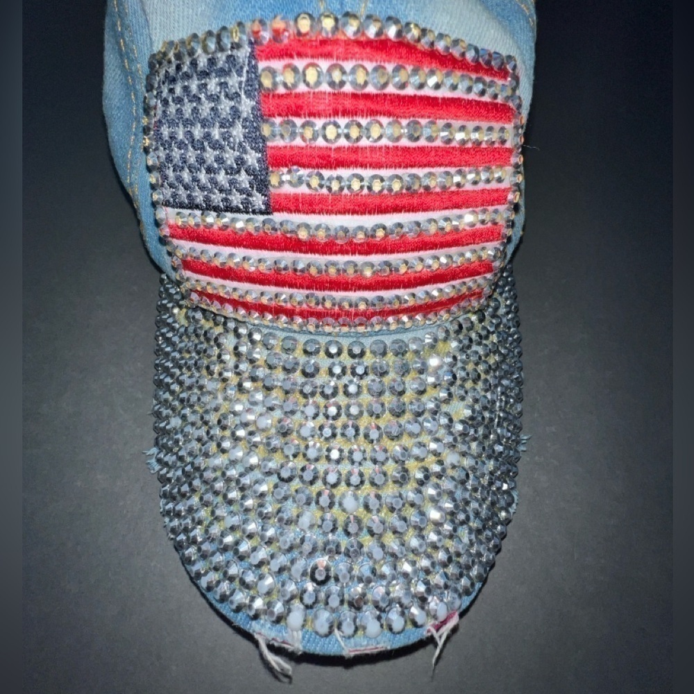 Y2K American Flag Rhinestone Hat - Picture 2 of 10